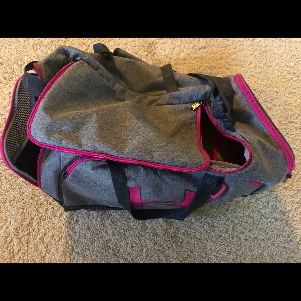 Pink and Gray Under Armor Duffel